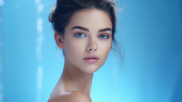 belle fille aux yeux bleus portrait de studio