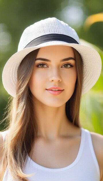 Une belle fille avec un chapeau d'été