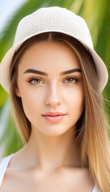 Une belle fille avec un chapeau d'été