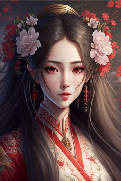 Belle fille chinoise avec hanfu