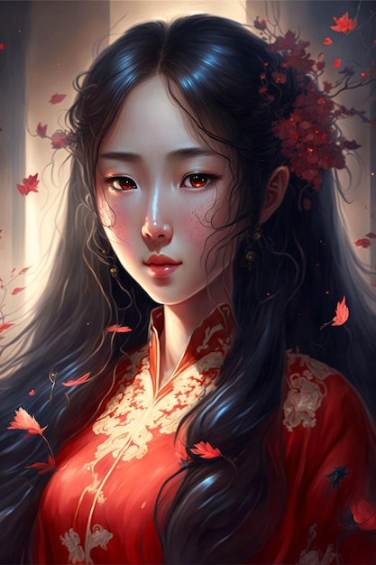 Belle fille chinoise avec hanfu