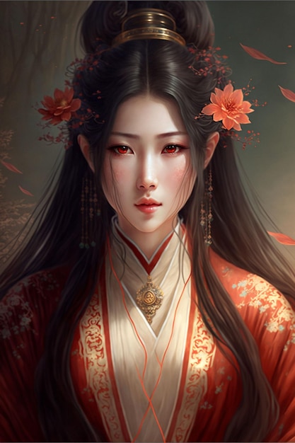 Belle fille chinoise avec hanfu