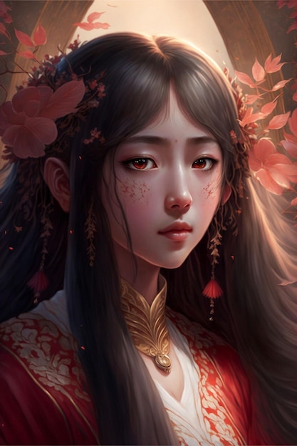 Belle fille chinoise avec hanfu