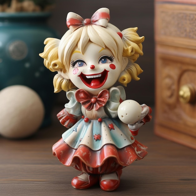 Belle fille clown d'anime souriante en grès Ai a généré de l'art