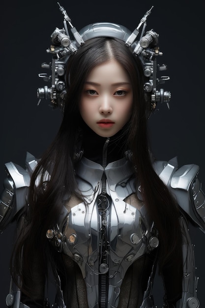 Belle fille en costume de robot