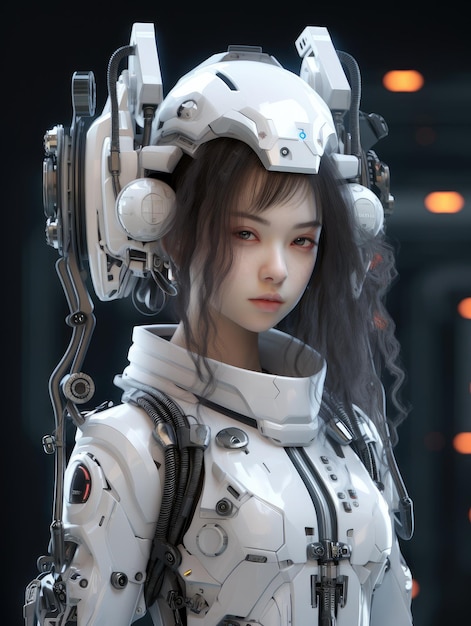 Belle fille en costume de robot