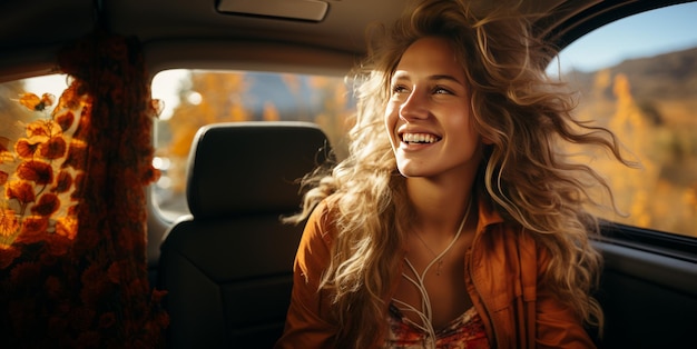 belle fille dans la voiture IA générative