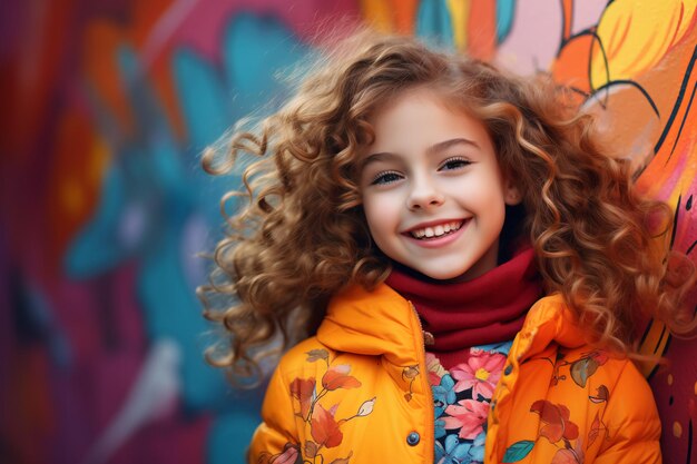 Belle fille sur un fond de graffiti coloré