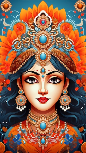 Belle fille indienne avec des fleurs dans les cheveux Illustration vectorielle