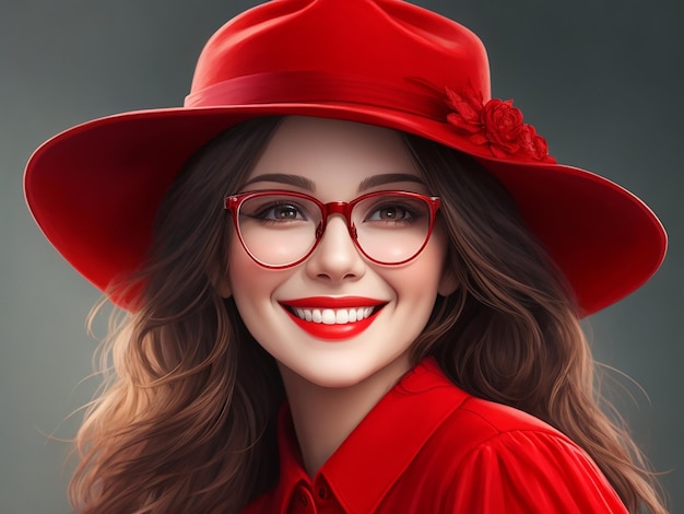 Belle fille portant des lunettes et un chapeau généré par l'IA