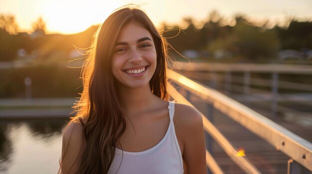 Une belle fille qui sourit.