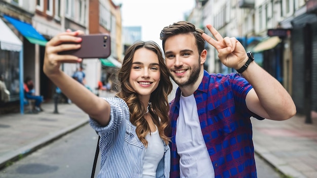 Une belle fille souriante et son beau petit ami en vêtements d'été décontractés