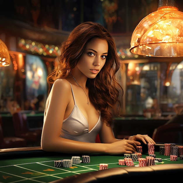 belle fille à la table du Casino
