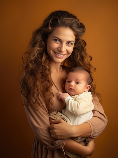 Belle fille tient un nouveau-né et sourit heureux