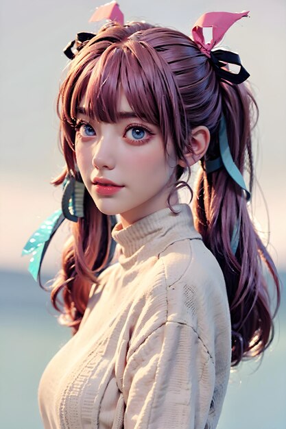 Belle fille avec des twintails