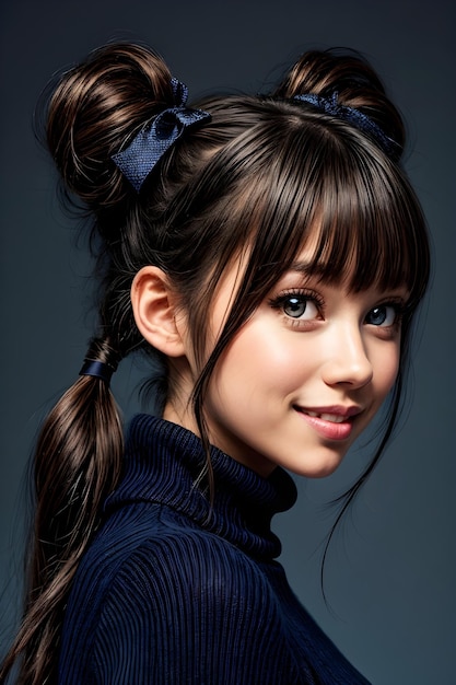 Belle fille avec des twintails