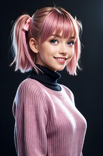 Belle fille avec des twintails