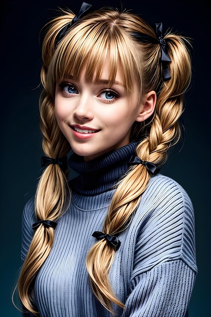 Belle fille avec des twintails