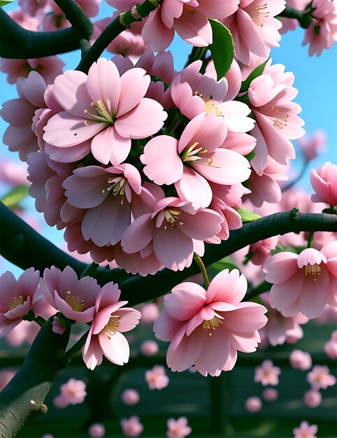 Photo une belle fleur de cerisier rose