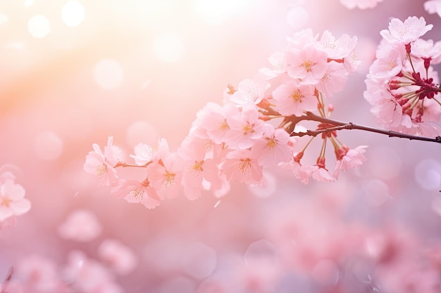 Belle fleur de cerisier sakura au printemps avec flou artistique Beau fond de fleur de cerisier avec flou artistique et bokeh généré par l'IA