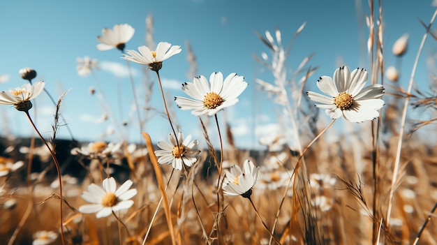 Belle fleur avec un ciel bleu