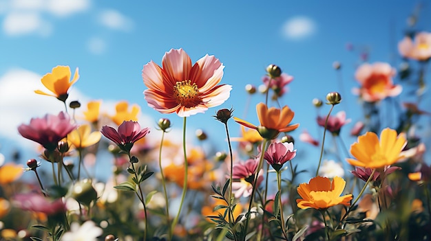 Belle fleur avec un ciel bleu