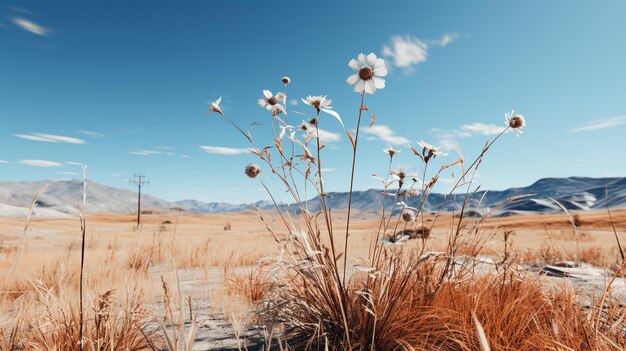 Belle fleur avec un ciel bleu