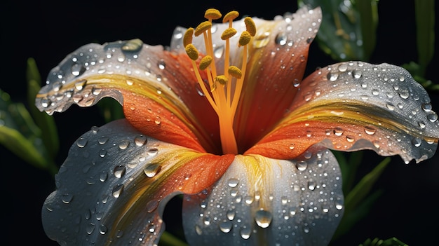 Belle fleur avec des gouttes de rosée