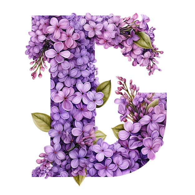 belle fleur lilas alphabet lettres aquarelle clipart illustration