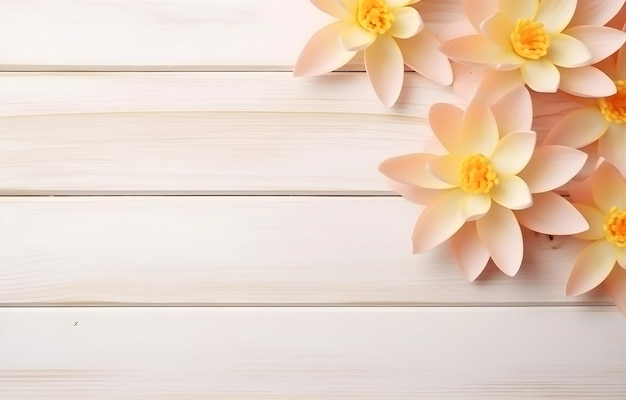 belle fleur de lotus nénuphar sur une table en bois blanc