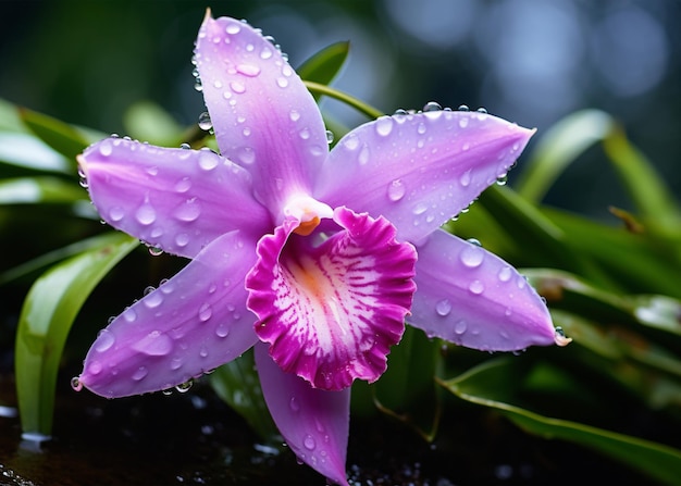 Photo belle fleur d'orchidée dans le jardin de près