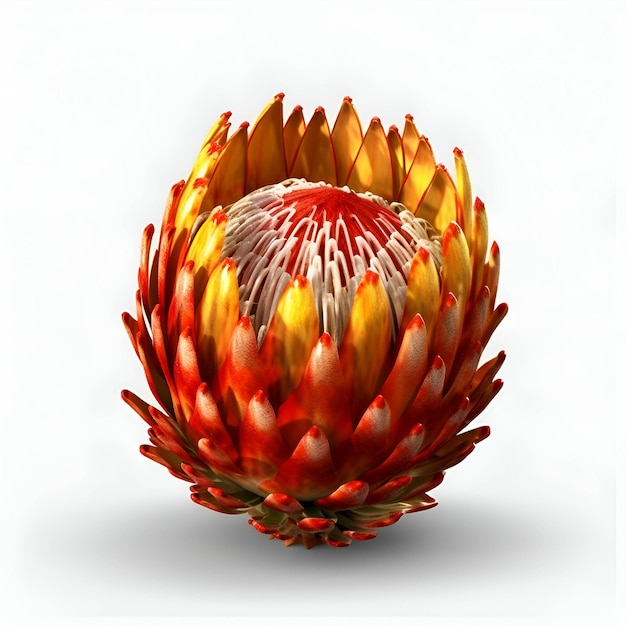 Belle fleur de protea isolée sur fond blanc Illustration 3D