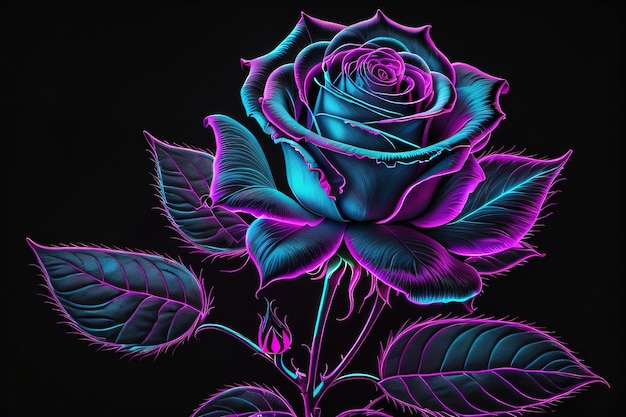 une belle fleur de rose fluo