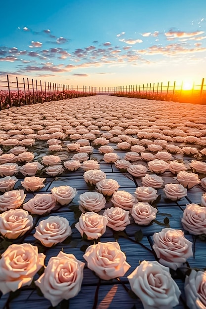 Belle fleur rose sur fond de bois généré par l'IA