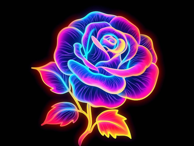 Belle fleur rose style néon
