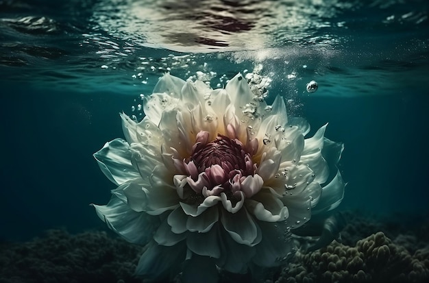 Belle fleur sous l'eau