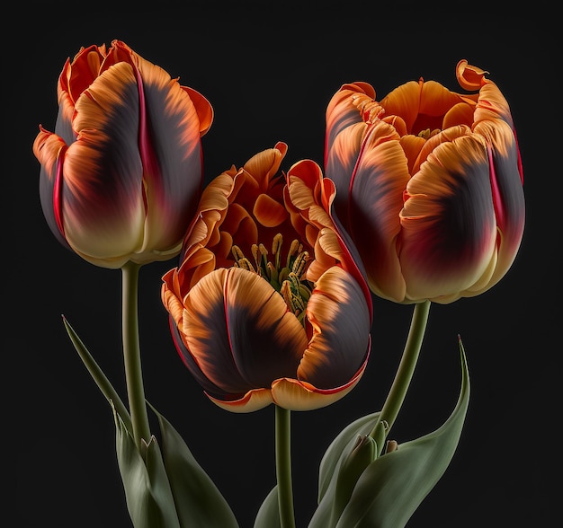 belle fleur de tulipe orange, ai générative