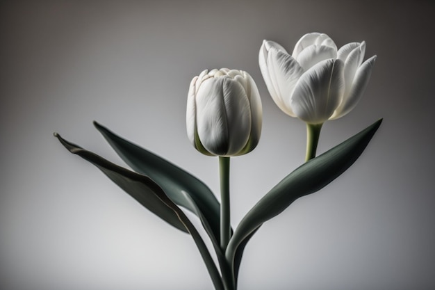 Photo une belle fleur de tulipes blanches