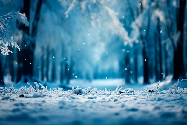 Belle forêt avec de la neige et de la glace