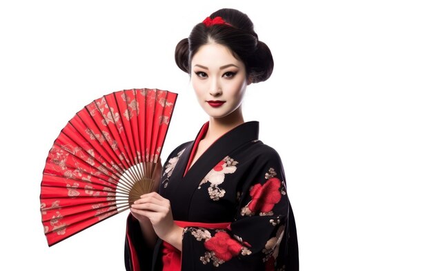 Photo une belle geisha en kimono noir