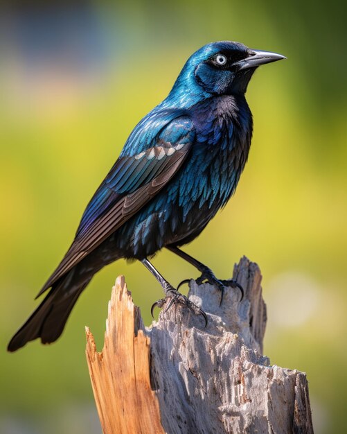 Belle Grackle commune debout sur la branche d'arbre séchée bien générée photo AI