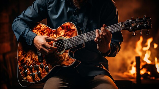 belle guitare avec le fond de la guitare