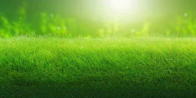 Belle herbe verte fraîche grande conception à toutes fins Paysage printemps été Fond naturel Fond vert Fond bleu Beau paysage naturel