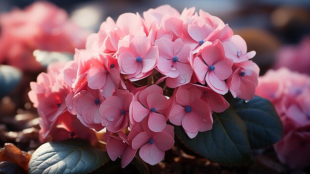 belle hortensia rose en fleurs