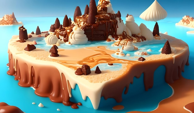 Photo une belle île de crème glacée ia générative