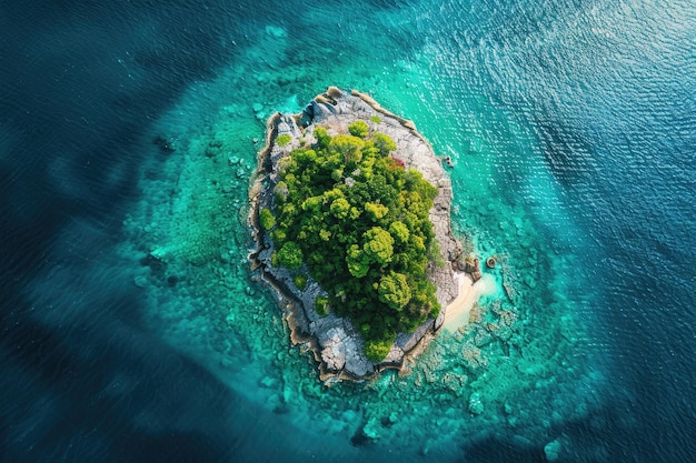 Une belle île solitaire au milieu de l'océan