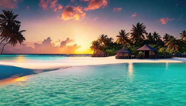 Belle île tropicale des Maldives avec plage