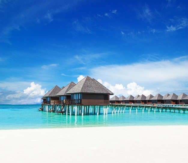 Belle île tropicale des Maldives avec plage