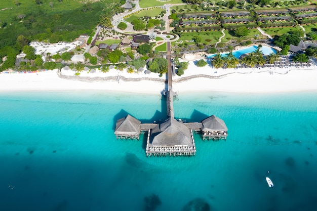 La belle île tropicale de Zanzibar vue aérienne mer à Zanzibar beach Tanzanie