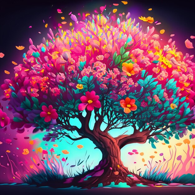 Photo une belle illustration de l'arbre magique